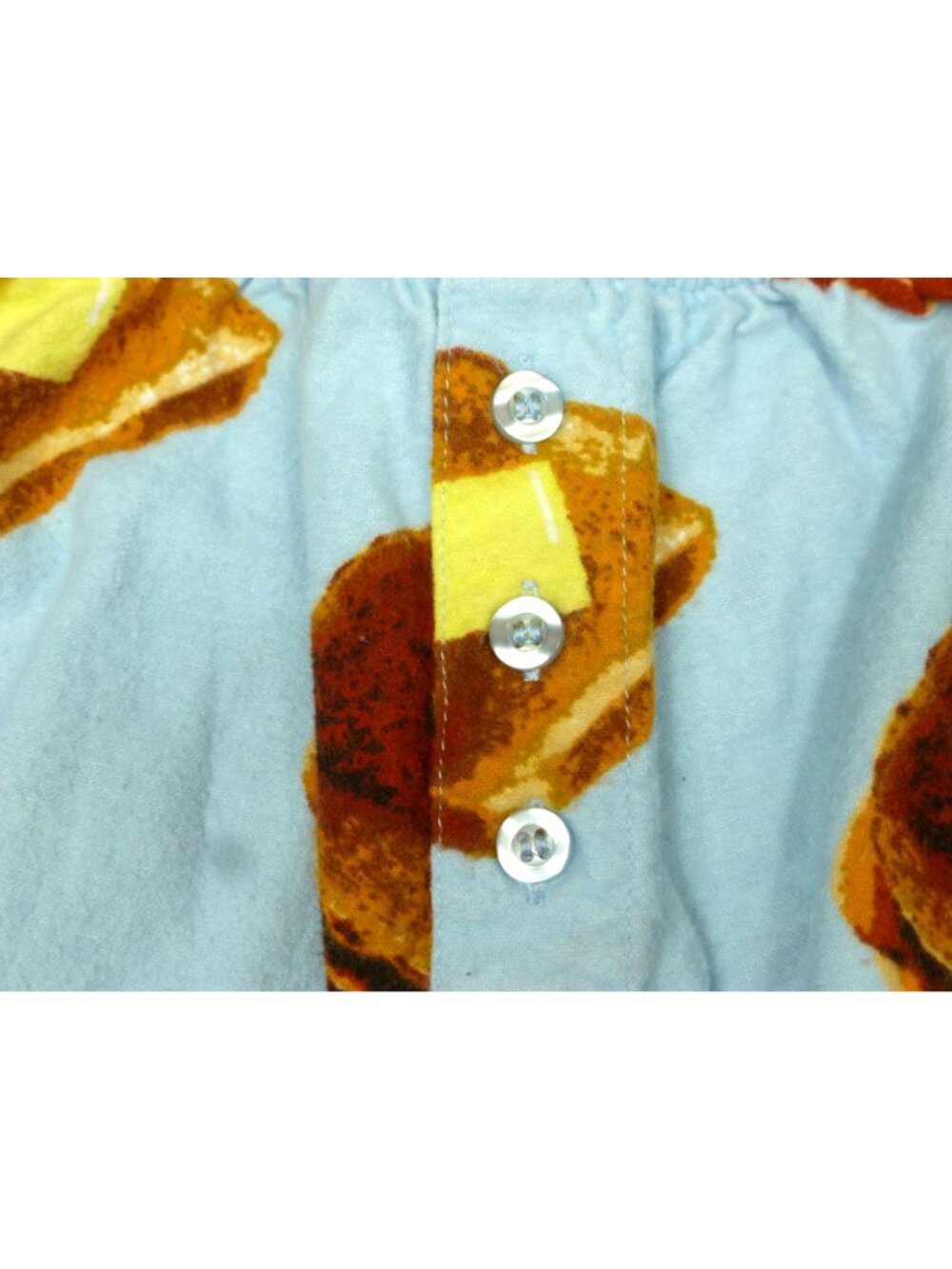 Breakfast-Themed PJ Studio Blue Cotton Pajama Set With Bacon Eggs & Pancakes Pri - Picture 15 of 16